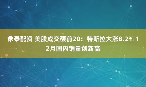 象泰配资 美股成交额前20：特斯拉大涨8.2% 12月国内销量创新高